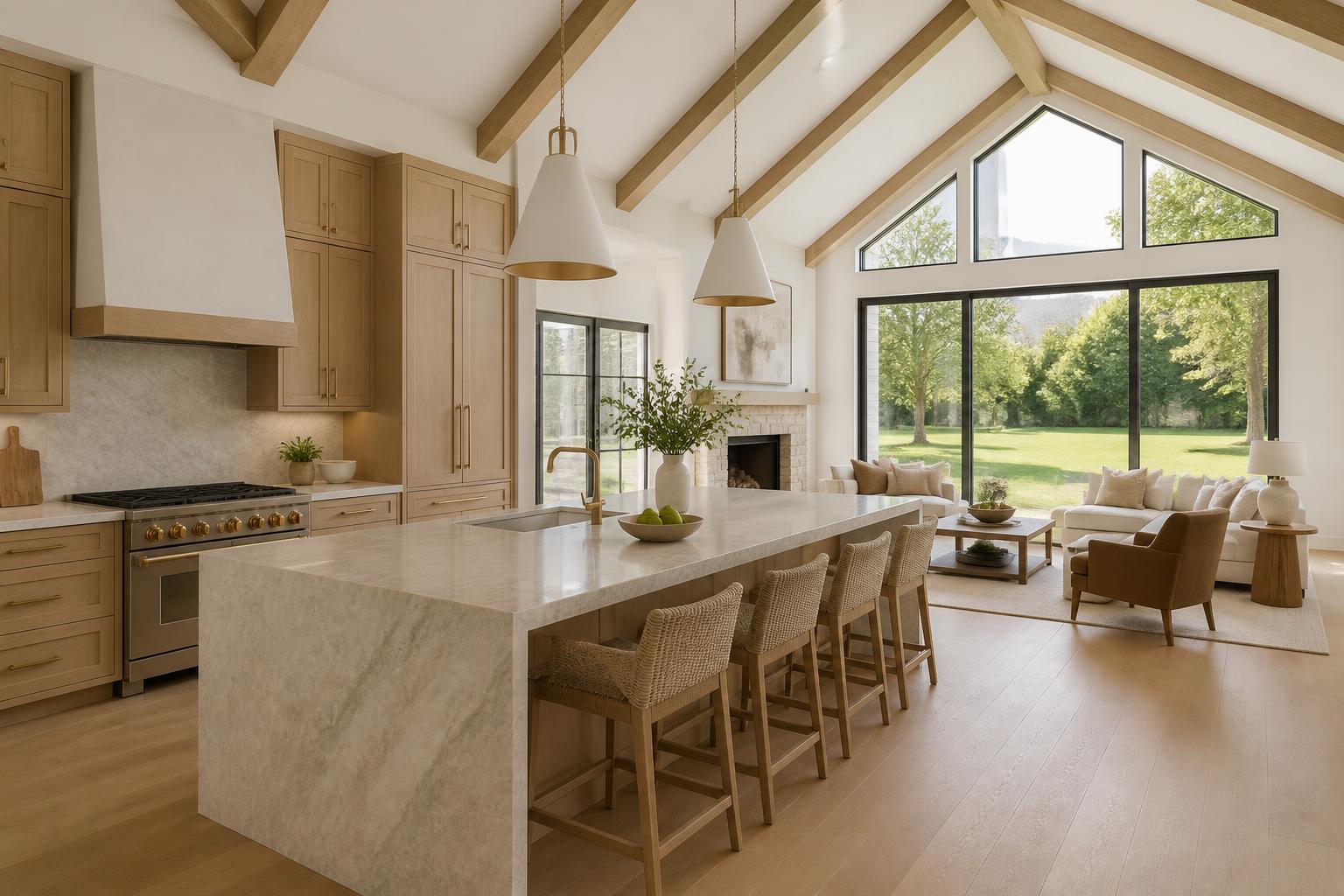 Conceptual custom kitchen and great room interior